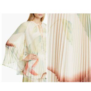 Etro Watercolor Leaf Print Pleated Blouse